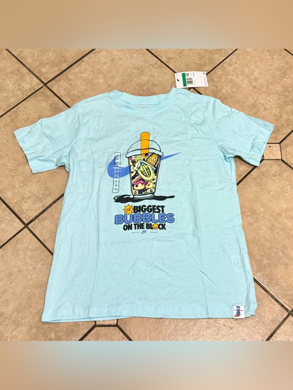 Nike Light Blue 'Biggest Bubbles on the Block' Graphic Tee
